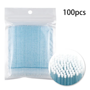 100-Pack Disposable Micro Brushes for Eyelash Extensions & Makeup Application