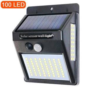 100 LED Solar Motion Sensor Street Light, Sunlight Control, 3-Sided, Outdoor Yard Path Home Garden Lamp
