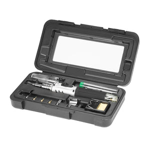 10-in-1 Cordless Butane Gas Soldering Iron Kit with Self-Ignition, Welding Torch Pen, Lighter, Spray Gun, Case Set