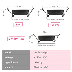 10-Pack LED Downlight Waterproof IP65 Black Shell 5W-18W Cold/Warm/Natural White Spot Lamp 220V/230V Indoor Lighting