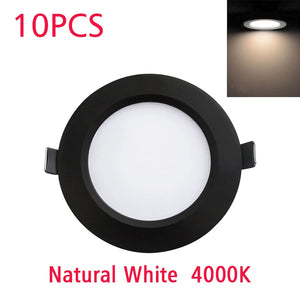 10-Pack LED Downlight Waterproof IP65 Black Shell 5W-18W Cold/Warm/Natural White Spot Lamp 220V/230V Indoor Lighting