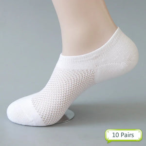 10 Pairs Men's Breathable Mesh No Show Socks - Summer Casual Thin Cotton Invisible Socks