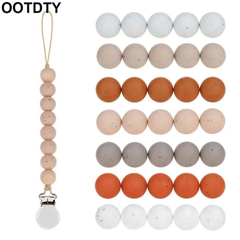 20pcs 15mm Silicone Loose Beads Baby Teether DIY Chewable Pacifier Chain Safe Round Teething Products