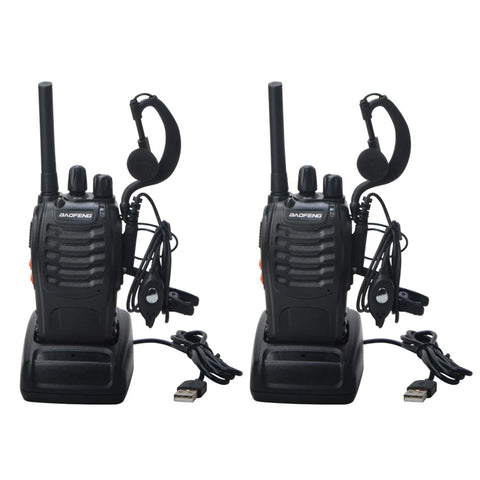 2-Pack UHF Walkie Talkie 16CH 0.5W with USB Charger & Headset PMR 446MHz