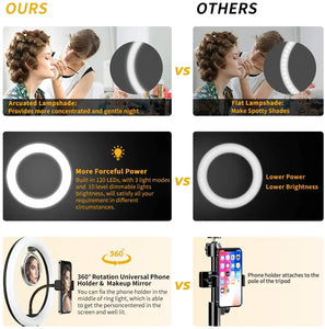 10" LED Ring Light with Phone Holder for Makeup, TikTok, YouTube, Video, Live Streaming