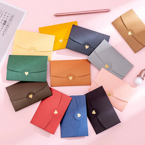 10 Pack Color Retro Bronzing Mini Envelopes 10.5x7cm - Iridescent Paper for Love Letters & Invitations