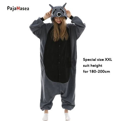 Adult Raccoon Kigurumi Onesie Costume Cosplay Jumpsuit Halloween Pajamas 145-200cm