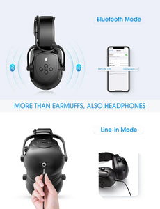 Upgraded Bluetooth Noise Reduction Ear Muffs, 29dB NRR/36dB SNR Hearing Protection, Adjustable Headphones Ear Defender