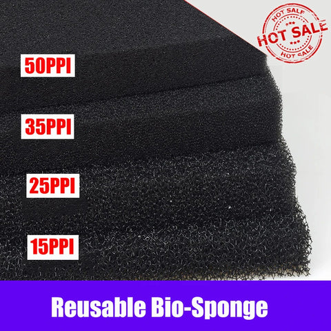 Black Reusable Bio-Sponge Filter for Aquarium & Pond Water Filtration