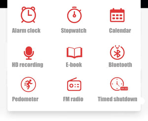 "Portable Sport Bluetooth MP3 Player with Clip - Screen, FM, Recording, E-Book, Clock, Pedometer"
