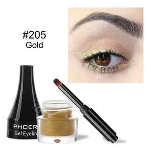 10-Color Waterproof Gel Eyeliner Set with Brush - Long-Lasting Eye Makeup Kit