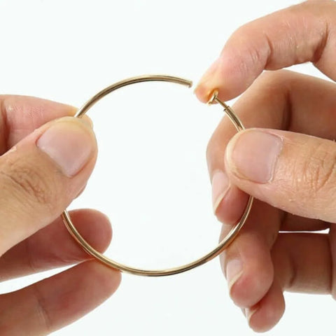 Ear Clips 2/4/6cm Rings Punk Style Non-pierced Hoop Earrings Houndstooth Goth Fake Clip-on Circle Jewelry for Women