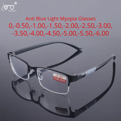 Anti Blue Light Myopia Glasses Anti Glare Computer Eyewear 0 to -6.00