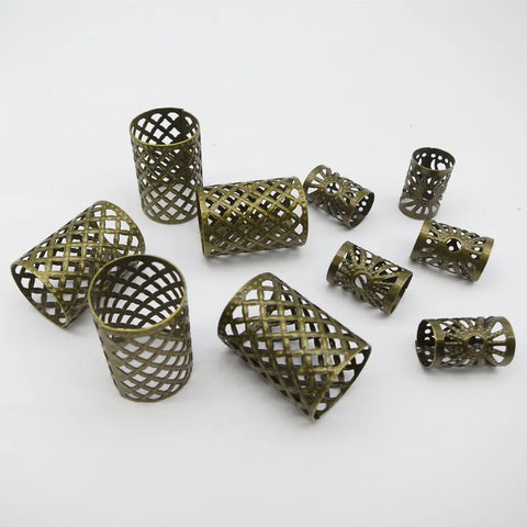10pcs Adjustable Bronze Hair Beads Clips Rings for Dreadlocks Braids Hair Accessories