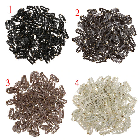 100pcs 28mm Metal Hair Snap Clips for Extensions, Wigs, Wefts, U-Shape Clip-on Hairpieces