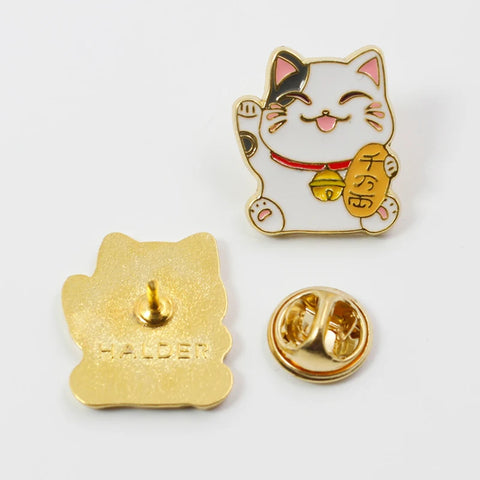 Cute Lucky Cat Enamel Pin Badge - Adorable Japanese Style Brooch