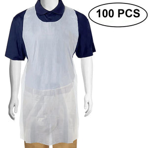 100-Pack Disposable Waterproof Kitchen BBQ Cleaning Aprons - Unisex