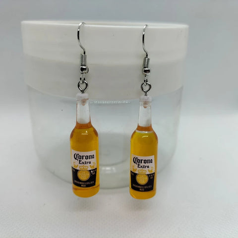 Creative Resin Beer Bottle Earrings - Cute Handmade Women's Jewelry