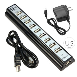 10-Port USB 2.0 Hub Splitter for Keyboard, Mouse, U-Disk, Phone Charging Cable Adapter