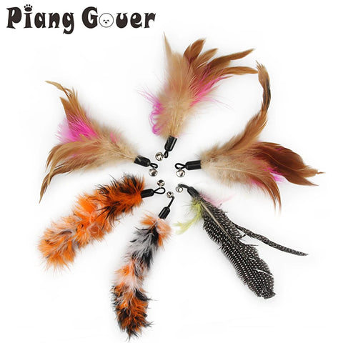 5pc Interactive Cat Feather Teaser Wand Set - Fun Pet Play Attachments