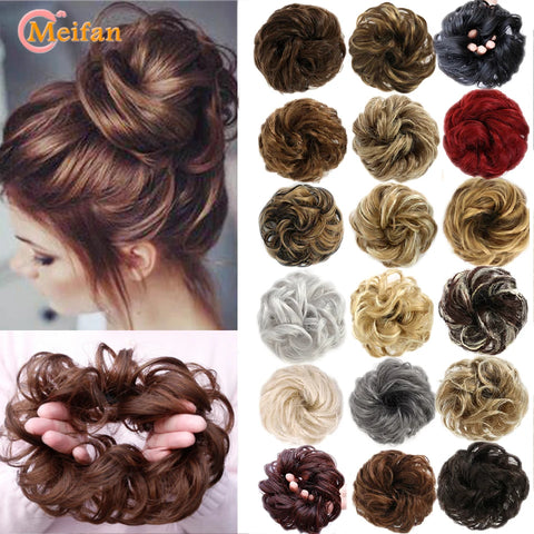 Curly Synthetic Hair Chignon, Heat Resistant Elastic Hair Bun for Brides/Parties, Scrunchie Donut Style