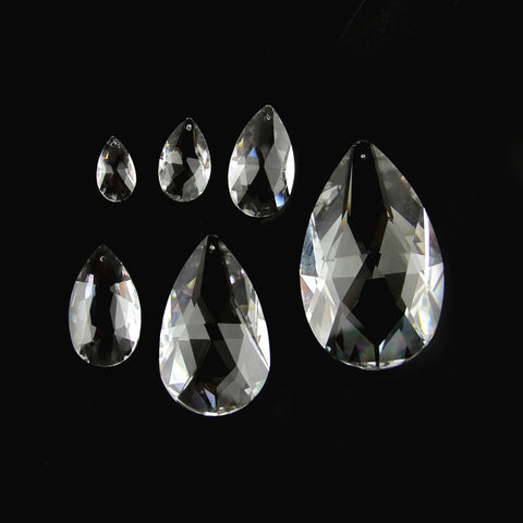 Clear Glass Teardrop Crystal Chandelier Prisms: 22-76mm K9 Suncatcher Hanging Pendants