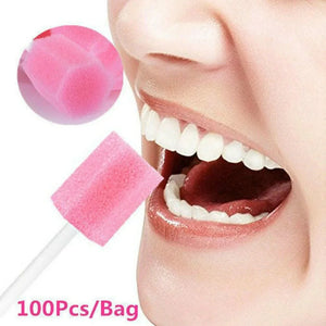 100-Pack Soft Disposable Oral Swabs - Sponge Sticks for Mouth & Dental Care