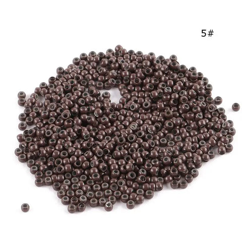 1000pcs Nano Ring Hair Extensions Micro Beads 3mm Small Silicone Links Brown