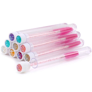 10-Pack Pink Eyelash & Brow Spoolie Brushes: Reusable for Extensions & Mascara