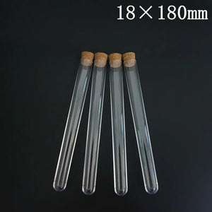 100pcs Clear Plastic Test Tubes with Corks, 12-25mm, Round Bottom Candy Party Favors, Wedding Vials