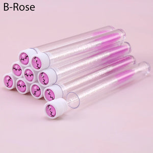 10-Pack Pink Eyelash & Brow Spoolie Brushes: Reusable for Extensions & Mascara