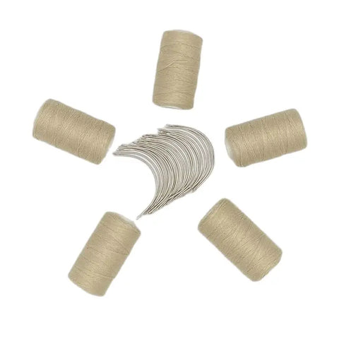 25-Piece C Curved Needle Kit with 5 Blonde Hair Weaving Cotton Thread Rolls