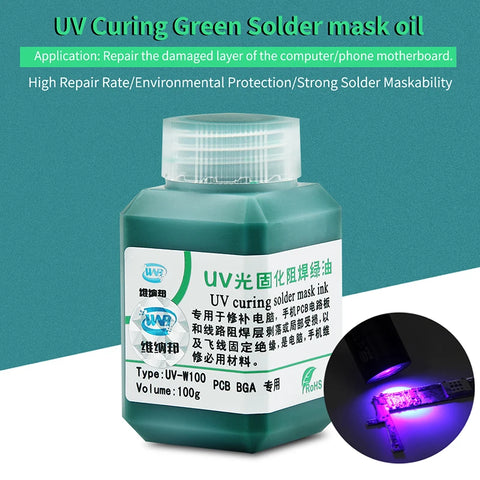 100g Green UV Solder Mask Ink for PCB Circuit Board Protection - Prevent Corrosion & Arcing, SMD Solder Paste Flux