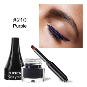 10-Color Waterproof Gel Eyeliner Set with Brush - Long-Lasting Eye Makeup Kit