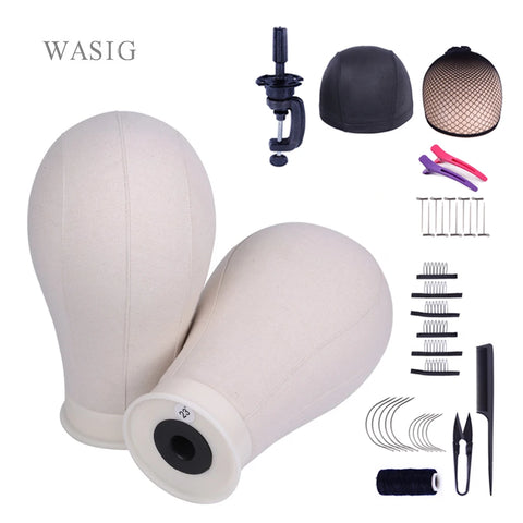 Canvas Mannequin Head for Wig Styling and Display with Stand