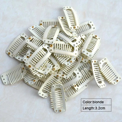 100pcs Hair Extension Clips 3.2cm 9-Teeth - Manganese Steel Salon & DIY Use