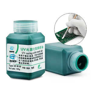 100g Green UV Solder Mask Ink for PCB Circuit Board Protection - Prevent Corrosion & Arcing, SMD Solder Paste Flux