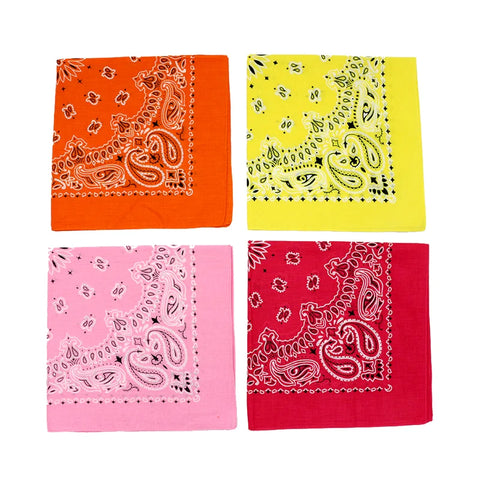 Colorful Paisley Cotton Bandana Headscarves for Girls - Pink, Rose, Yellow, Orange Hair Accessories
