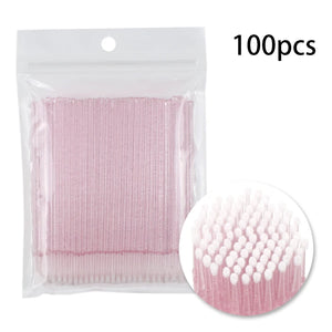 100-Pack Disposable Micro Brushes for Eyelash Extensions & Makeup Application