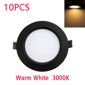 10-Pack LED Downlight Waterproof IP65 Black Shell 5W-18W Cold/Warm/Natural White Spot Lamp 220V/230V Indoor Lighting