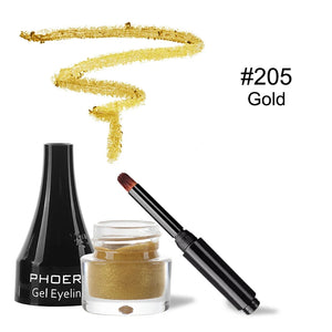 10-Color Waterproof Gel Eyeliner Set with Brush - Long-Lasting Eye Makeup Kit