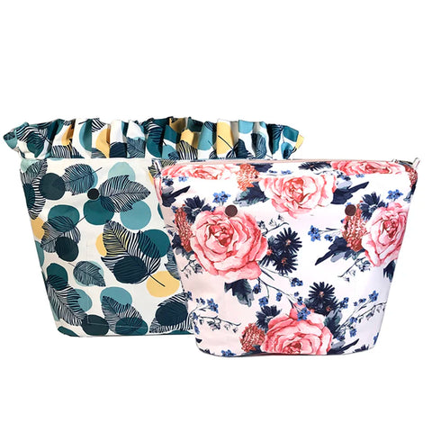 Colorful Floral Border Inner Zipper Pocket Waterproof Mini O Bag Insert