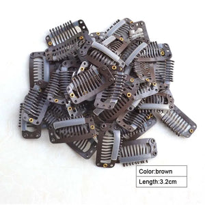 100pcs Hair Extension Clips 3.2cm 9-Teeth - Manganese Steel Salon & DIY Use