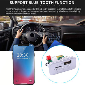 "12V Bluetooth 5.0 Car MP3 Player Kit with USB, TF, FM Radio, Wireless Audio Receiver Decoder Board"