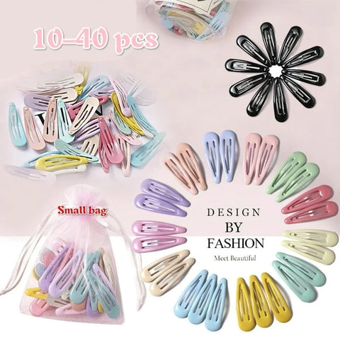Colorful Snap Hairpins Set: Cute Candy Colors for Kids & Women - 10-40pcs Hair Clips Barrettes