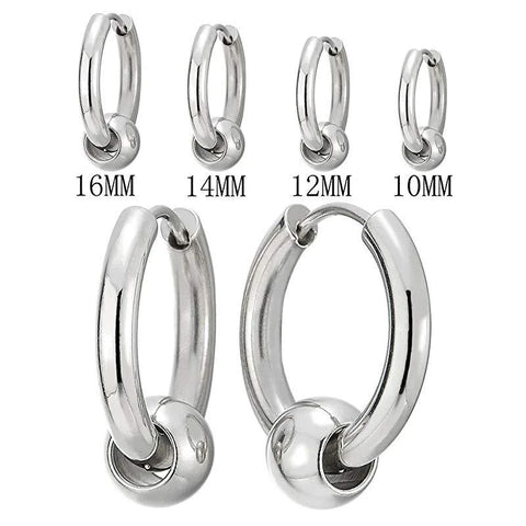 Gold Color 316 Stainless Steel Ball Hoop Earrings - No Fade, Allergy Free, 8-16mm