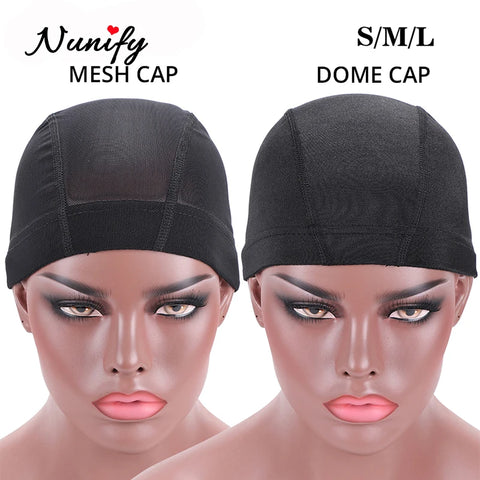 Black Spandex Dome Cap S M L - Wig & Bonnet Hairnet Accessory