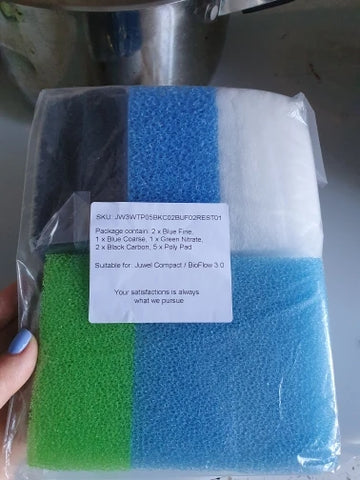 Aquarium Filter Sponge Set for Juwel Compact/Bioflow 3.0/M (2 Fine, 1 Coarse, 1 Nitrate, 2 Carbon, 5 Poly)
