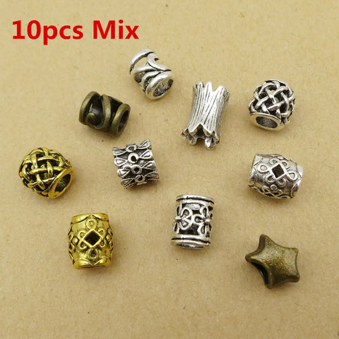 10 Styles Mini Hair Braid Beads Rings Tube Dreadlock Accessories for Men Women 10pcs/pack