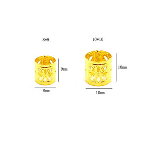 100pcs Adjustable Gold/Silver Dreadlock Beads Cuffs Clips Rings Hair Accessories